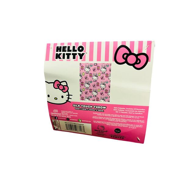 Hello kitty Hello Easter baby throw 40 by 50 with 60 by 70 pink Easter throw - Picture 3 of 5